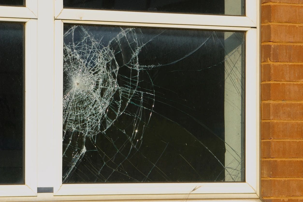 A window with some spider webs in it