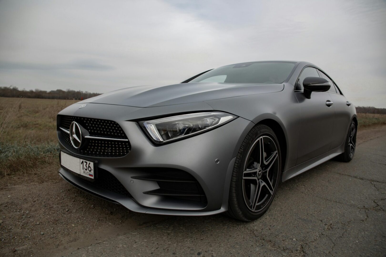 A close up of the front end of a car